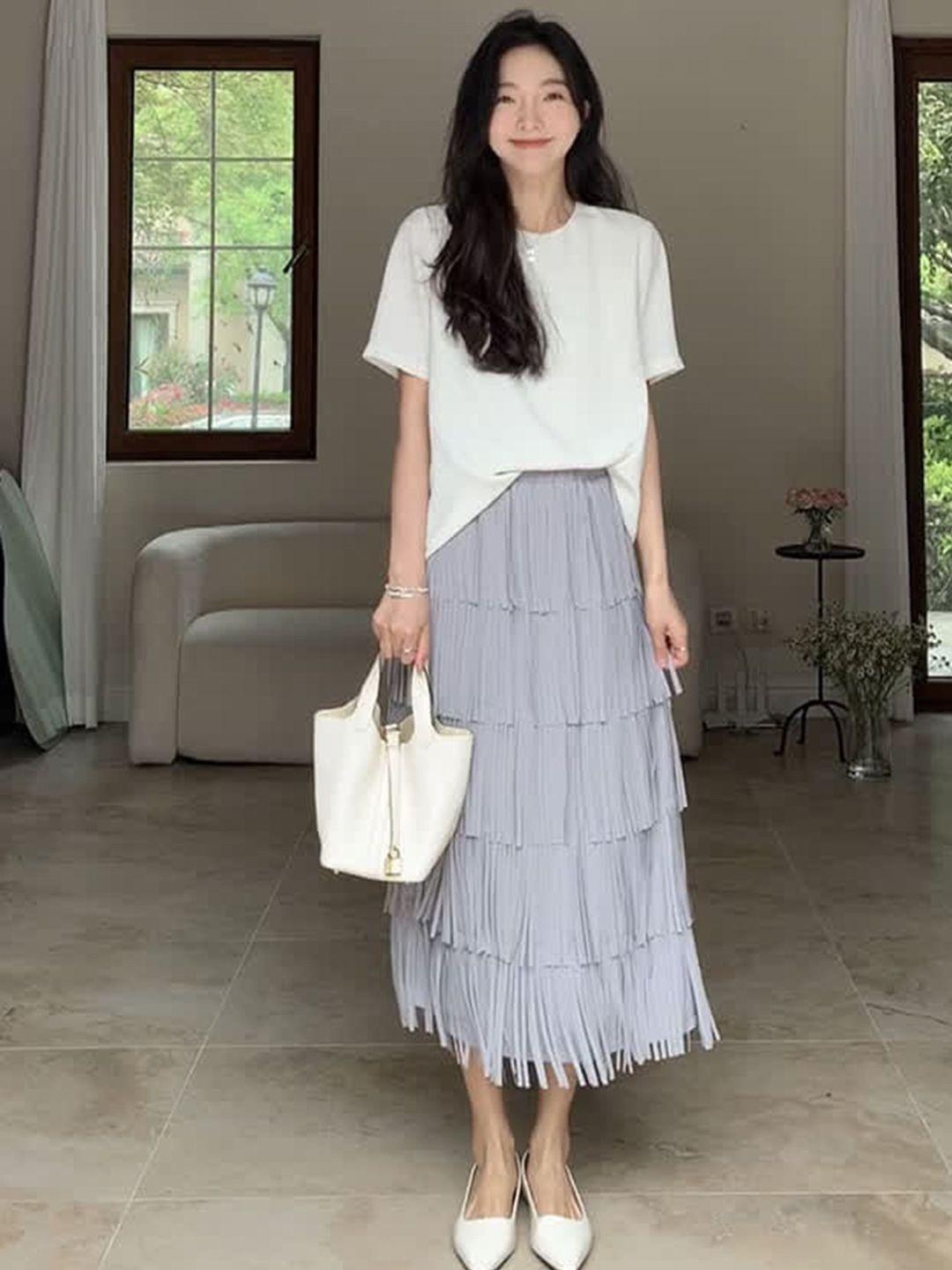 lulu & sky a-line fringed maxi skirts