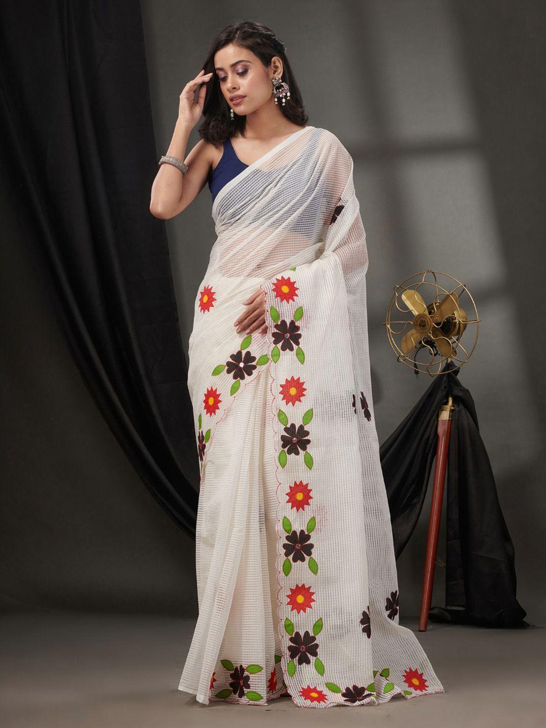 charukriti checked embroidered kota saree