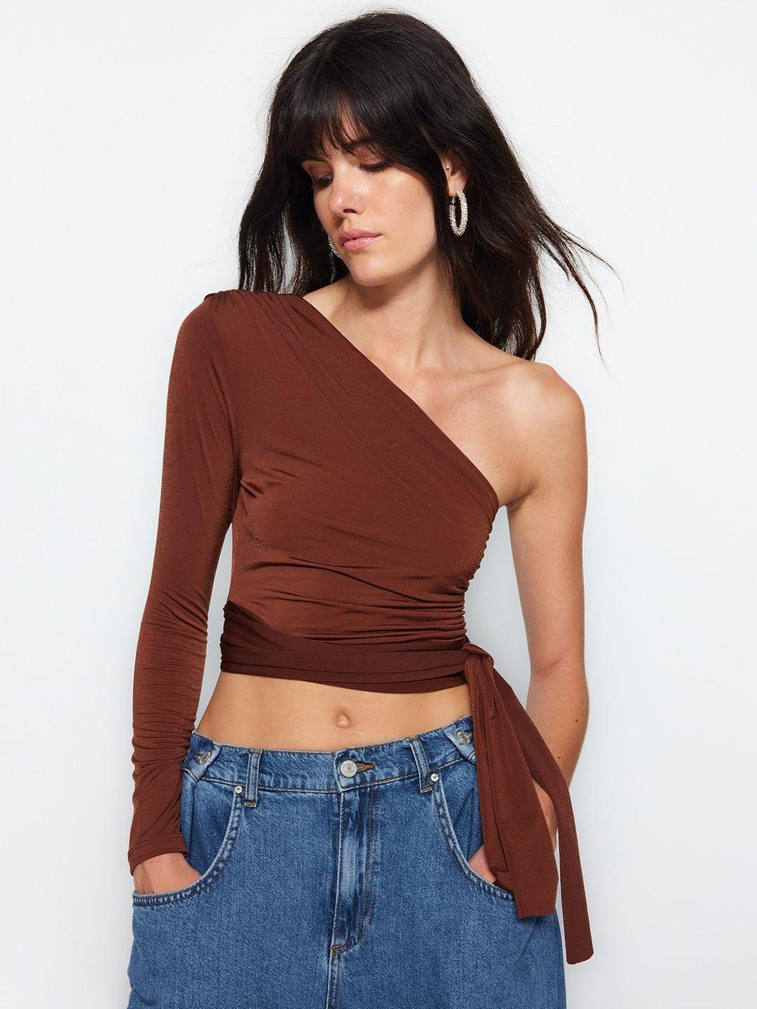 trendyol one shoulder fitted crop top