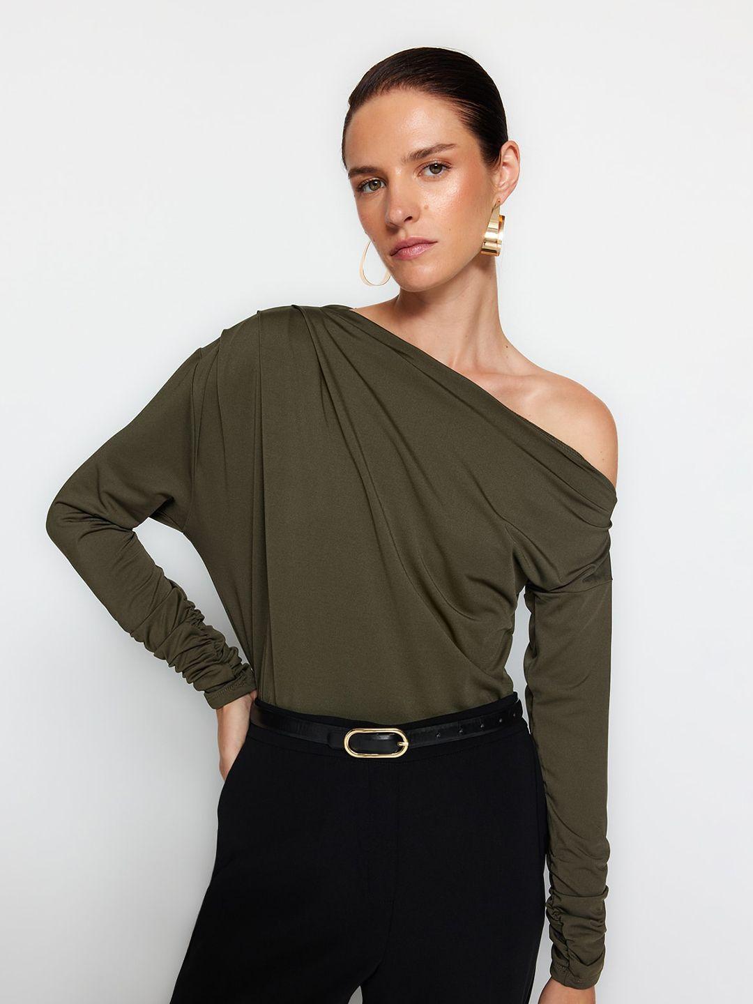 trendyol one shoulder ruched top