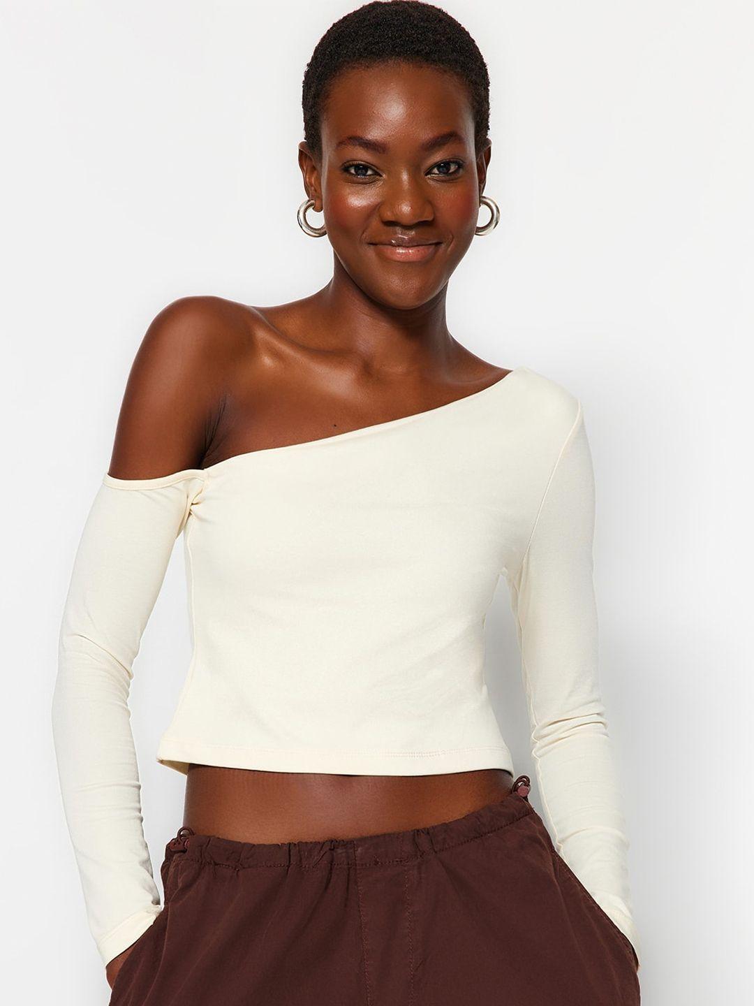 trendyol one shoulder cotton crop top