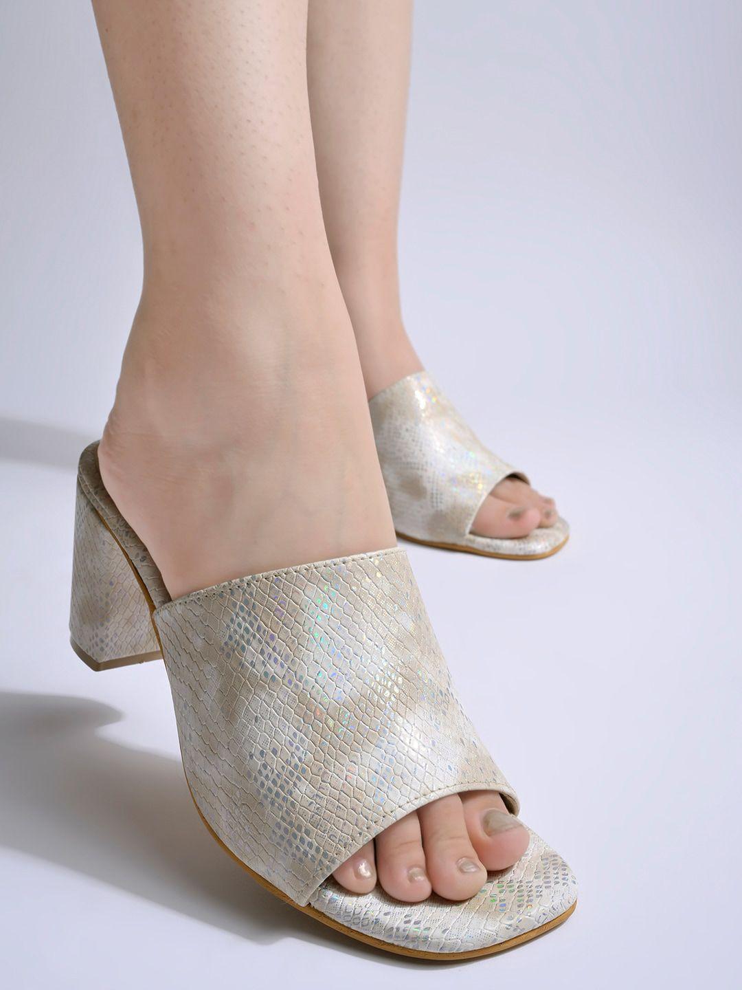 shoetopia textured block heel mules