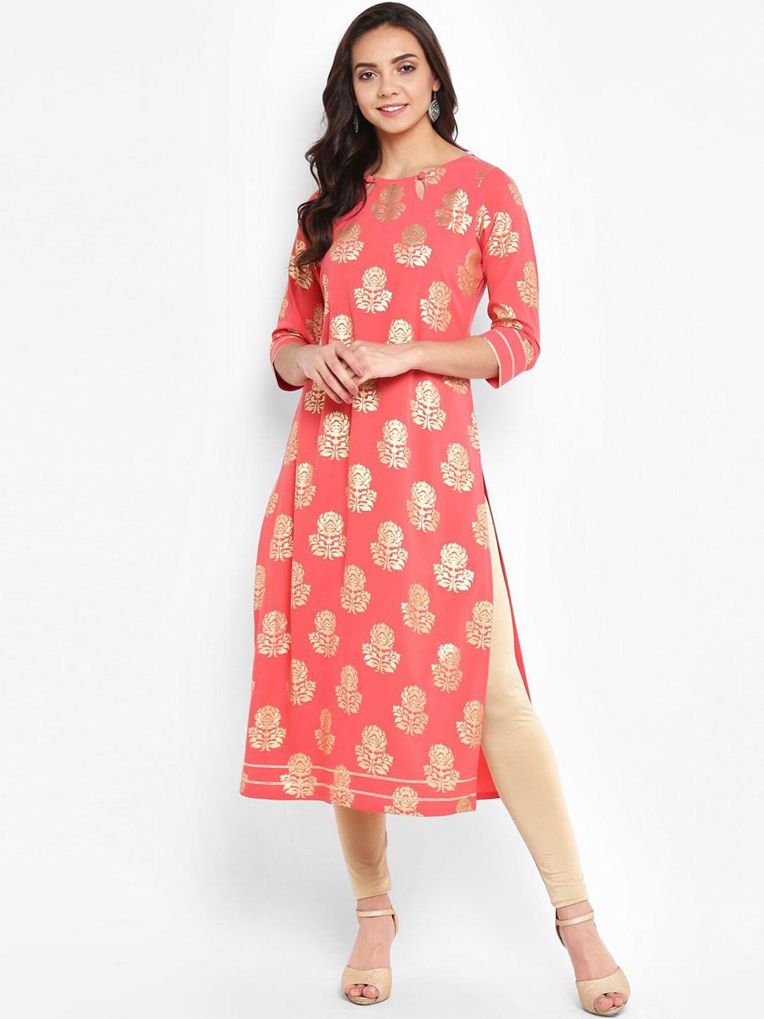 janasya ethnic motifs printed crepe kurta