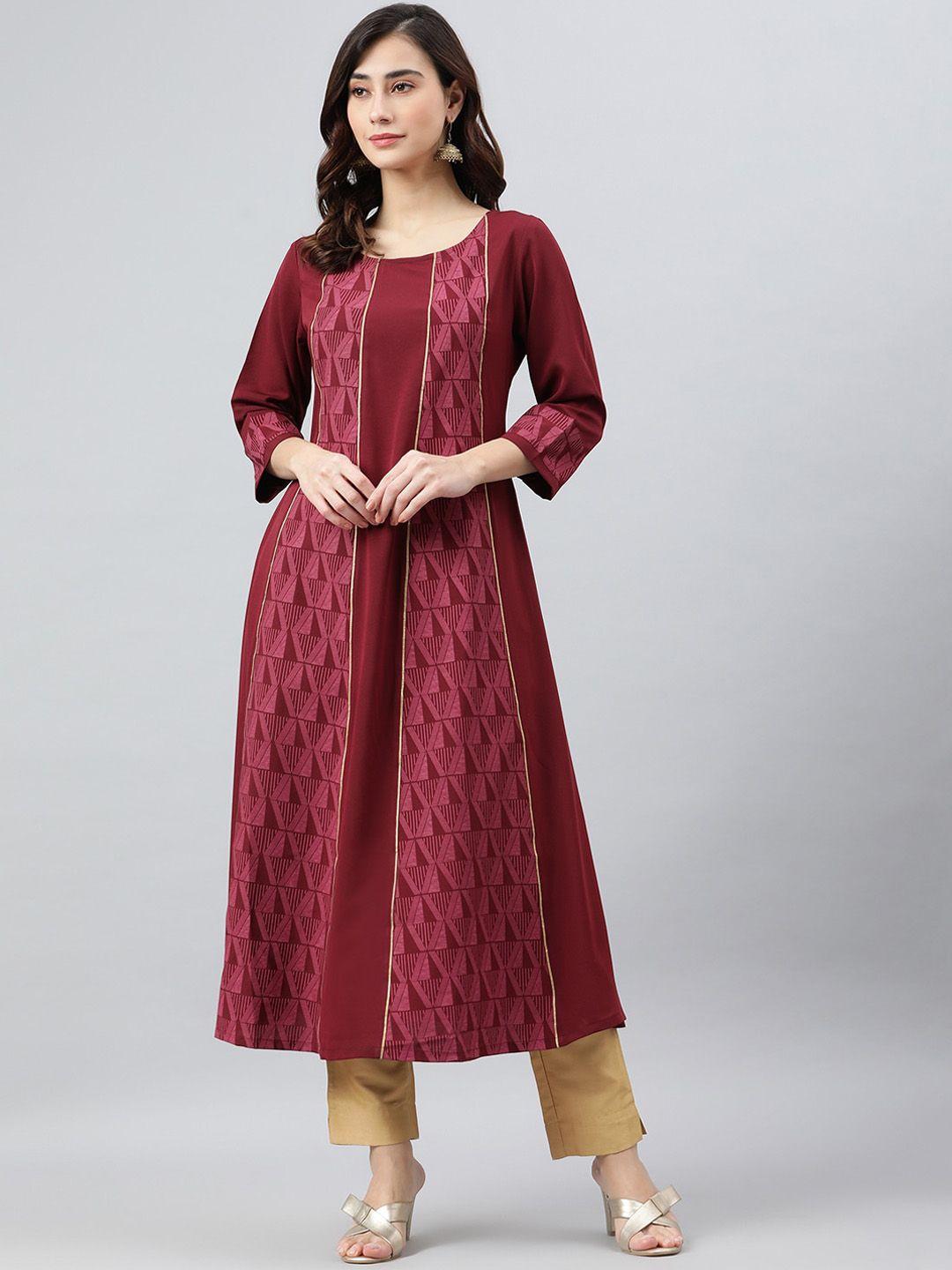 janasya round neck crepe a-line kurta