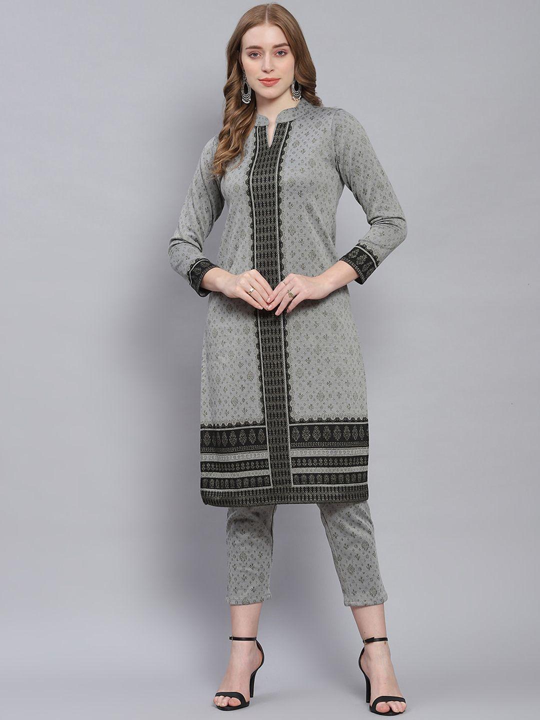 monte carlo ethnic motifs printed regular straight kurta with trousers