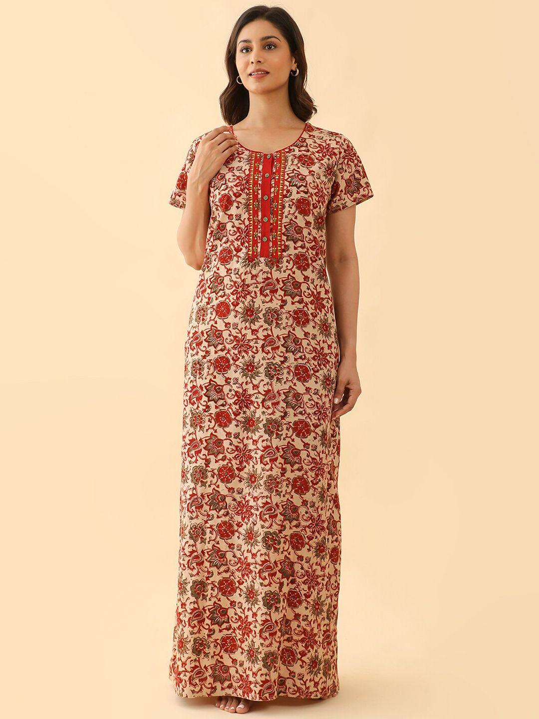 maybell floral printed pure cotton maxi nightdress