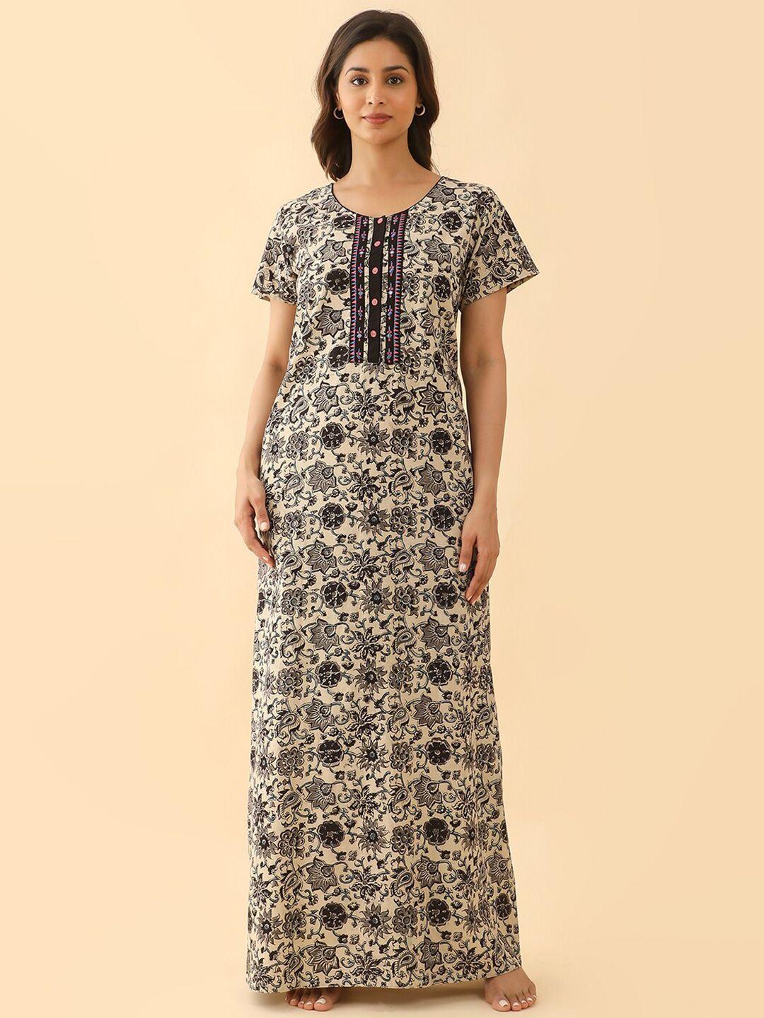 maybell floral printed pure cotton maxi nightdress