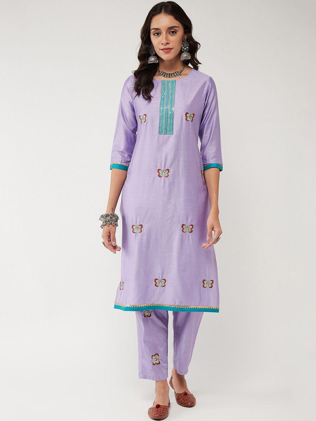 pannkh ethnic motifs embroidered sequinned straight kurta