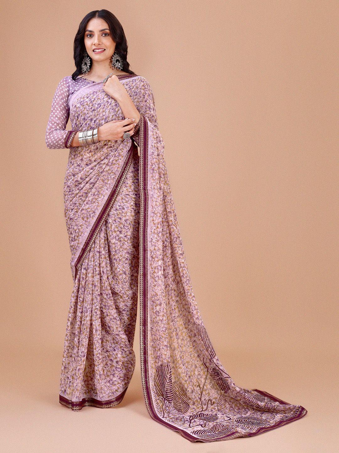 dori floral printed embellished pure chiffon saree