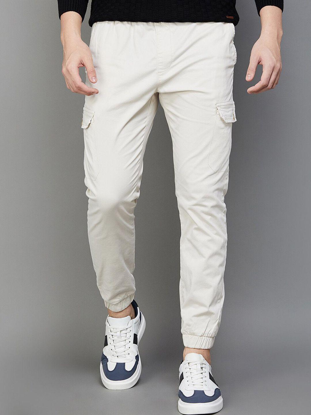 fame forever by lifestyle men cotton plain flat-front joggers