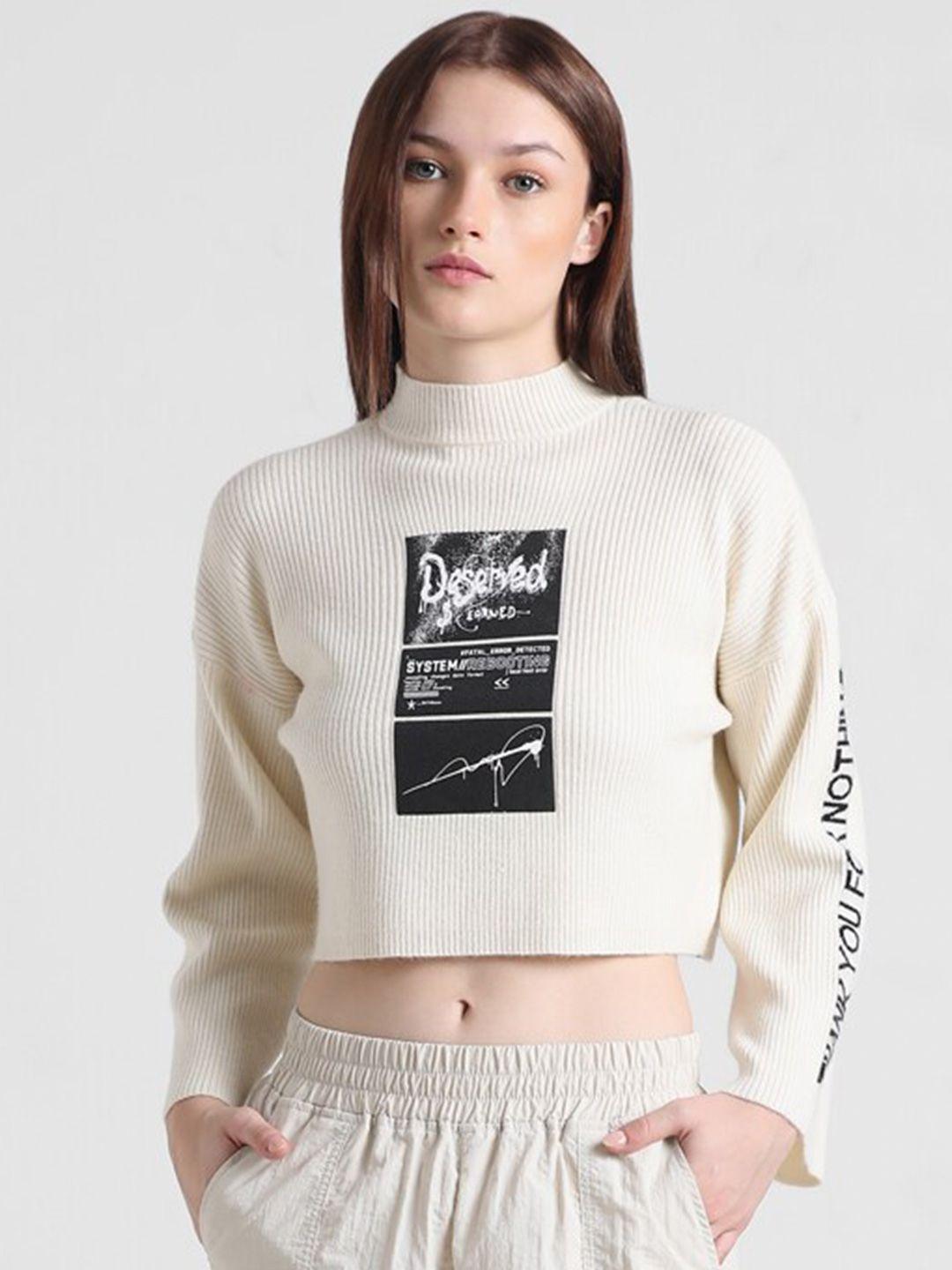 only graphic printed crop sweatshirt