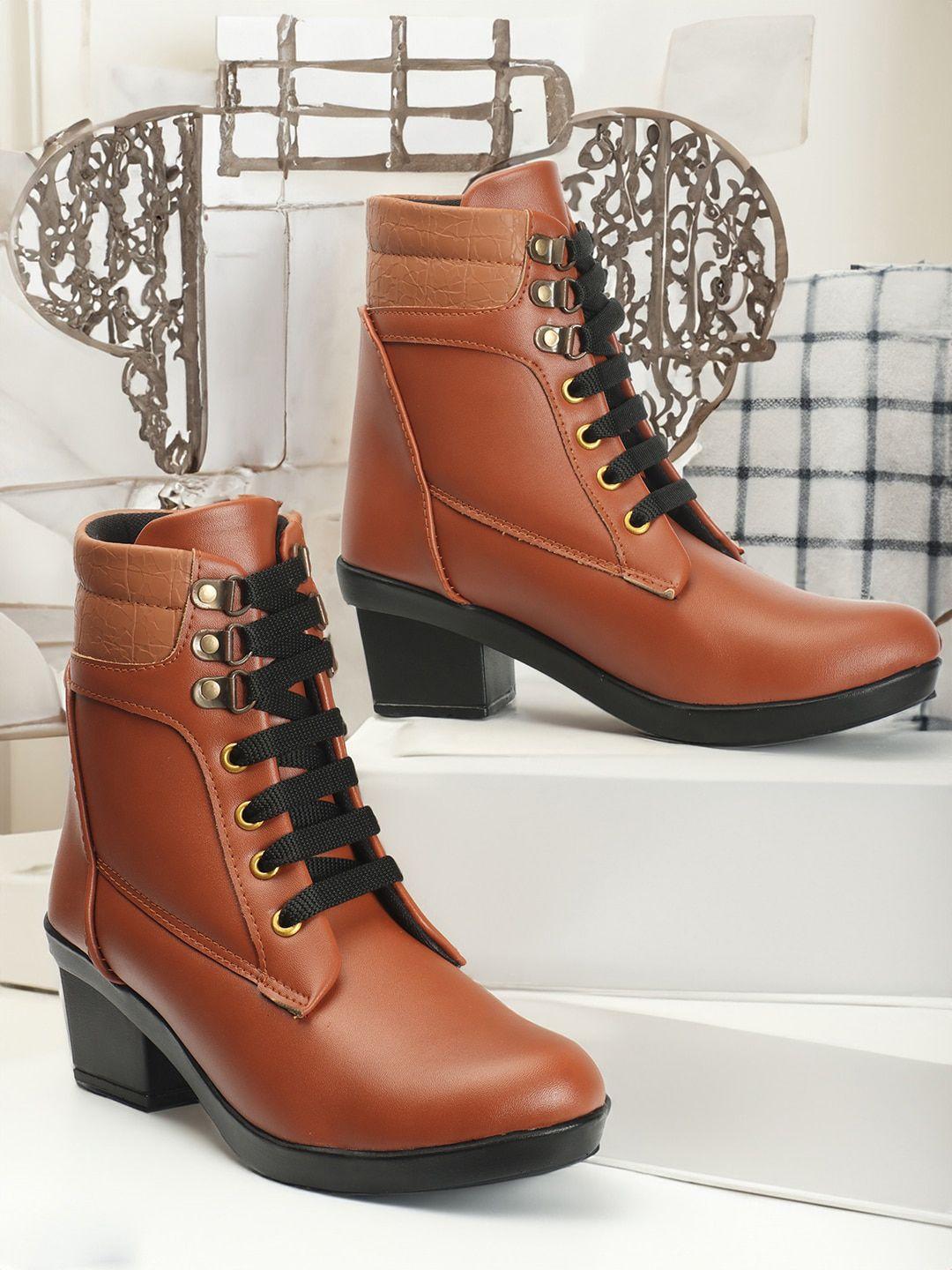 the roadster lifestyle co. women block heeled mid-top chunky boots