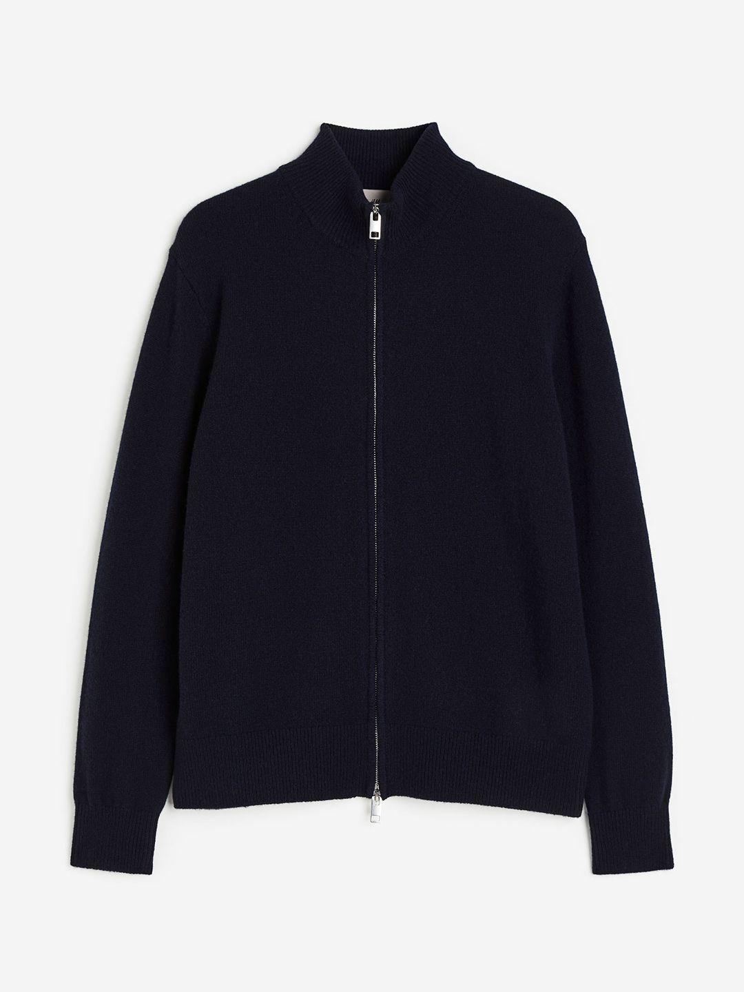 h&m men regular fit wool zip-through cardigan