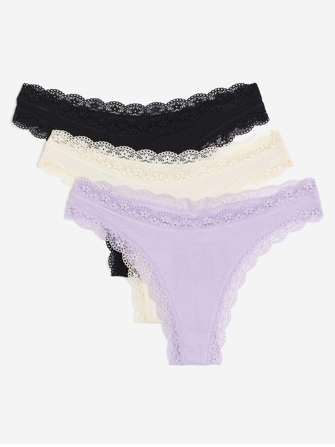 h&m 3-pack cotton thong briefs