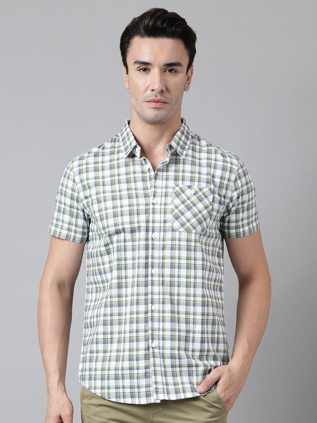 woodland tartan checks opaque pure cotton casual shirt