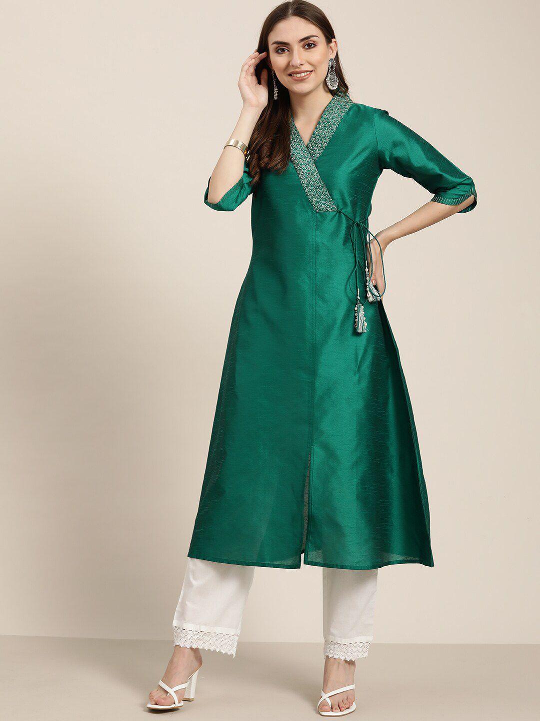 jaipur kurti v-neck angrakha a-line kurta