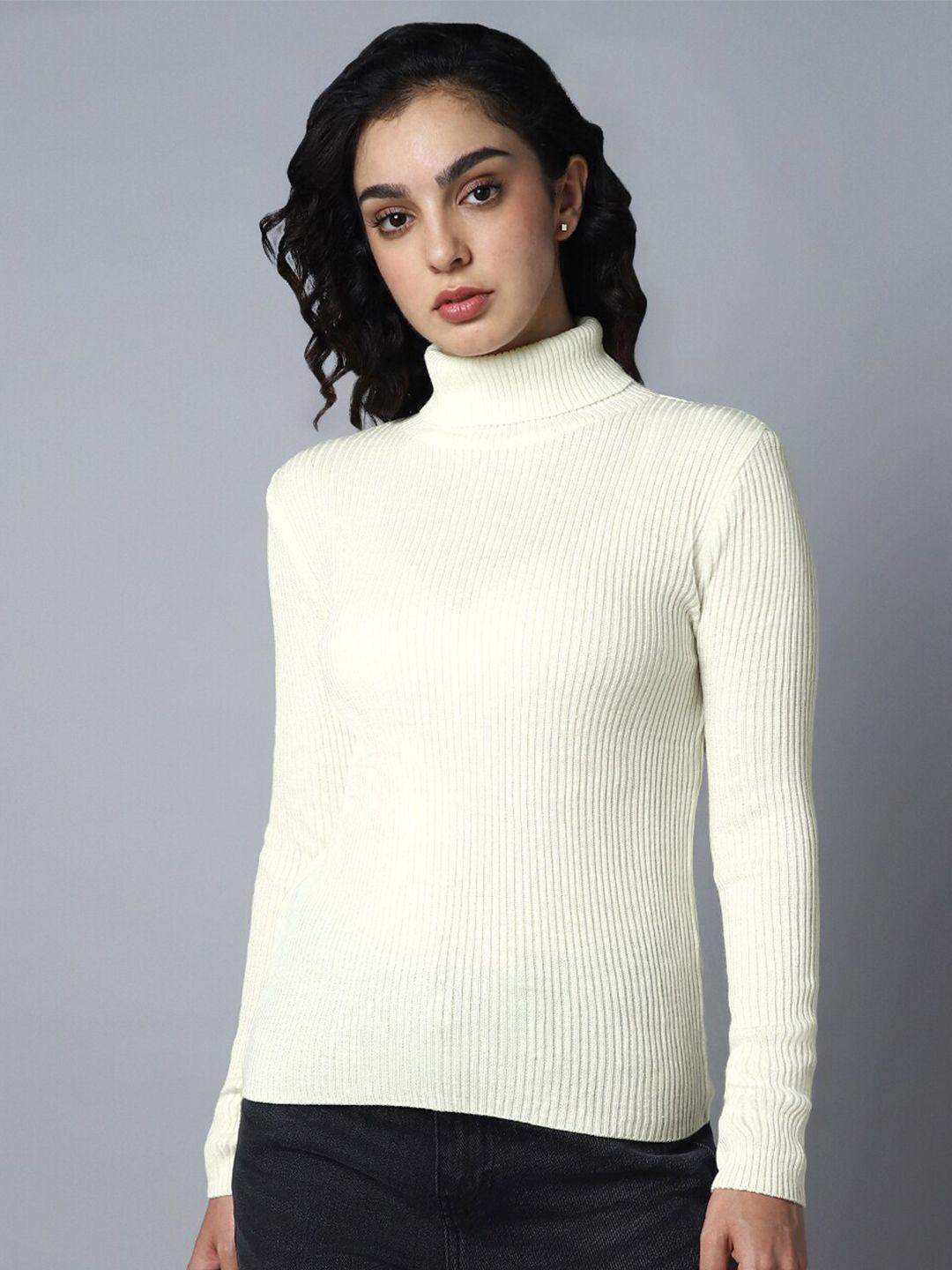 high star ribbed turtle neck long sleeves acrylic pullover sweaters