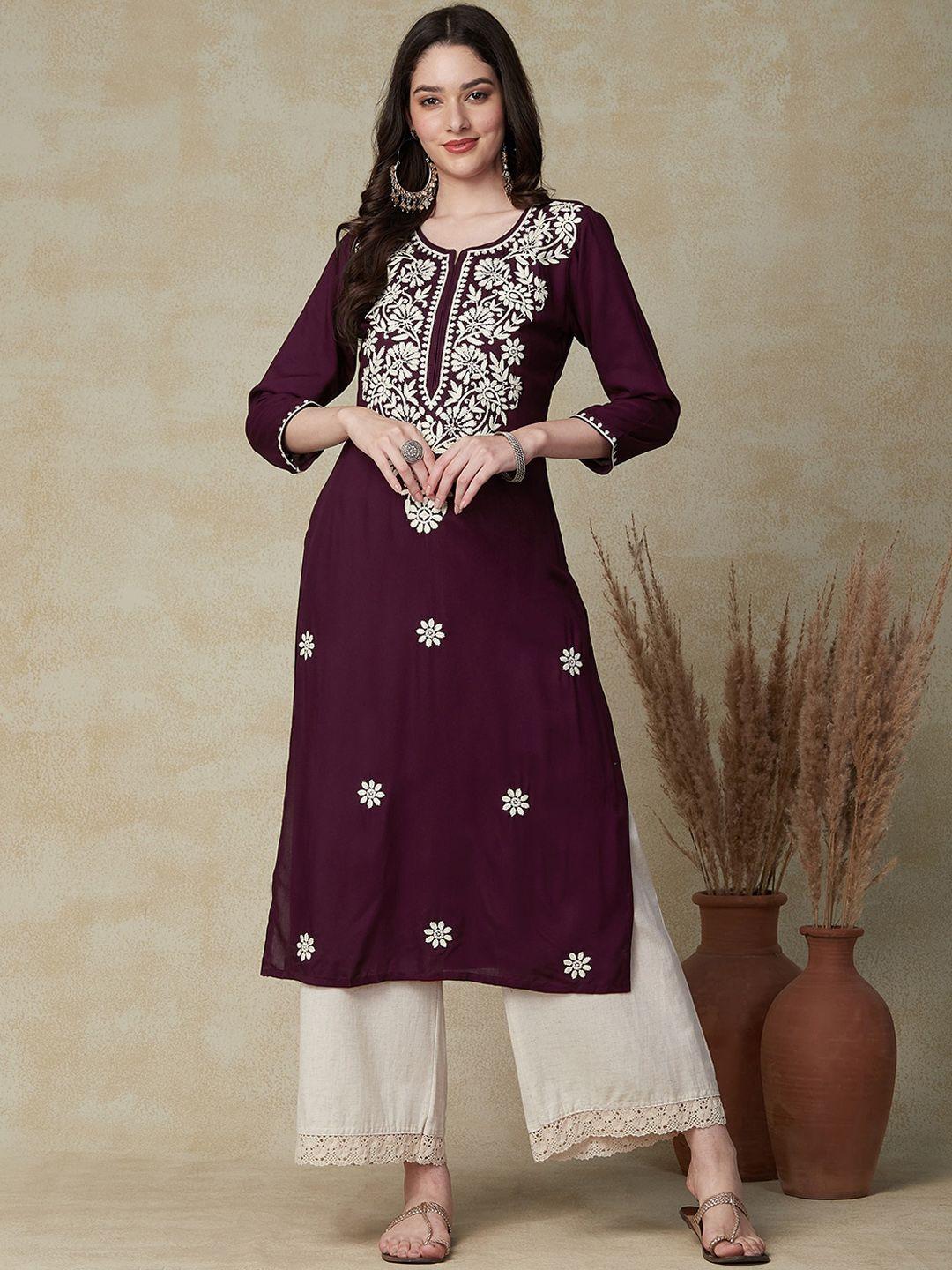 fashor ethnic motifs embroidered straight kurta