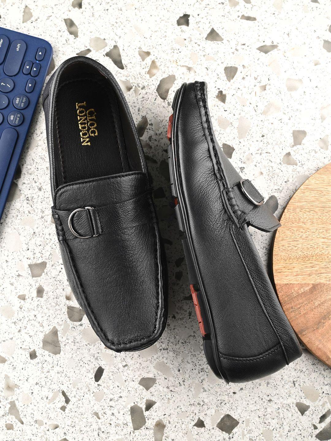 clog london men textured leather loafers