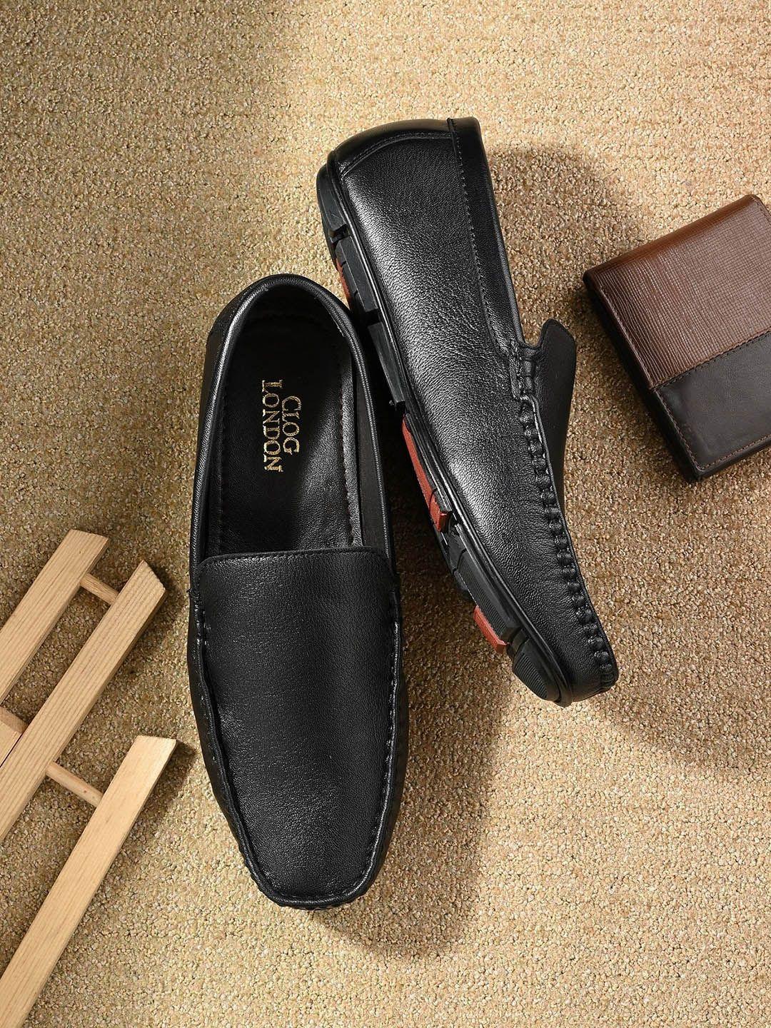 clog london men textured leather loafers