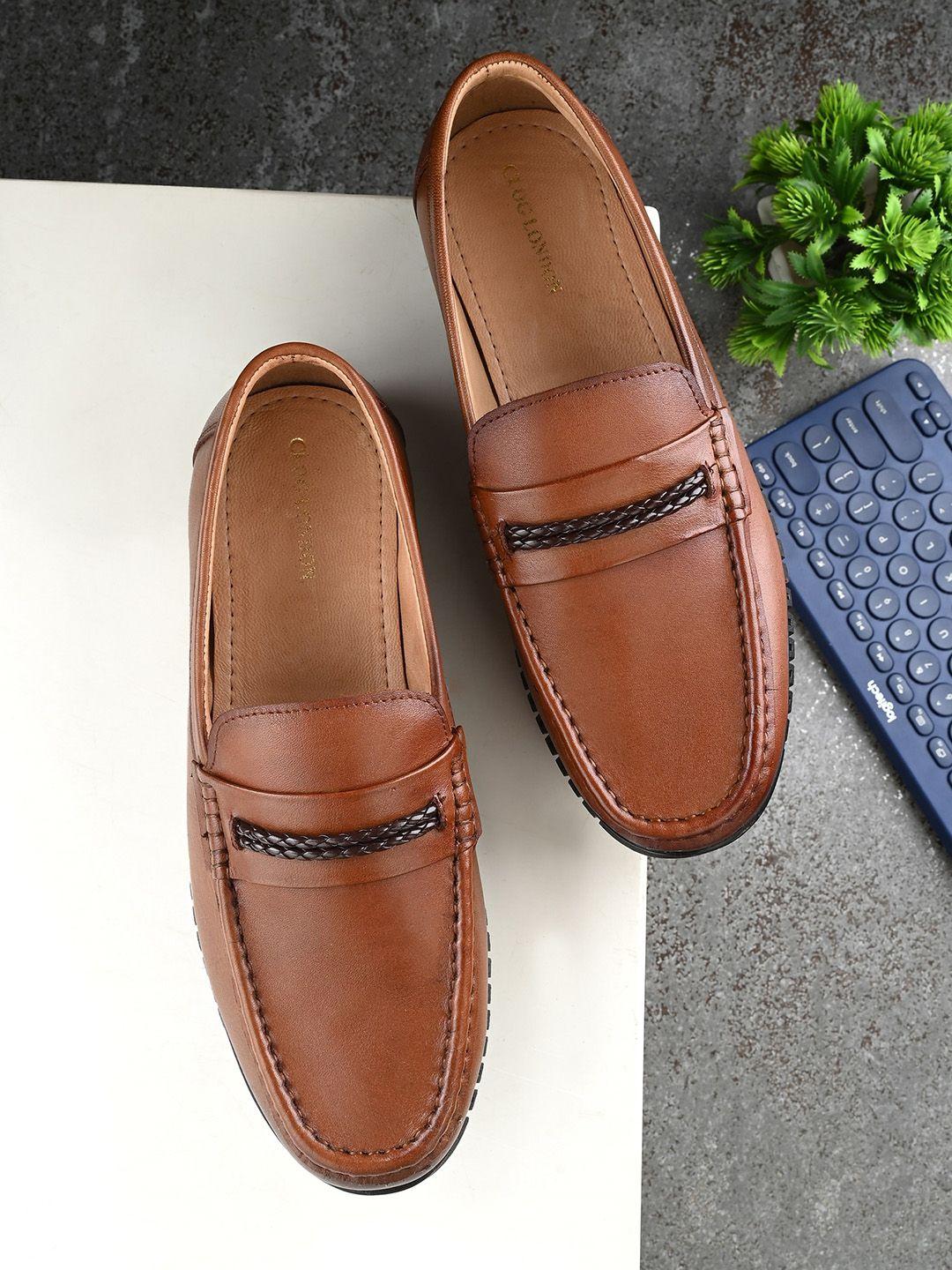 clog london men round toe leather horsebit loafers