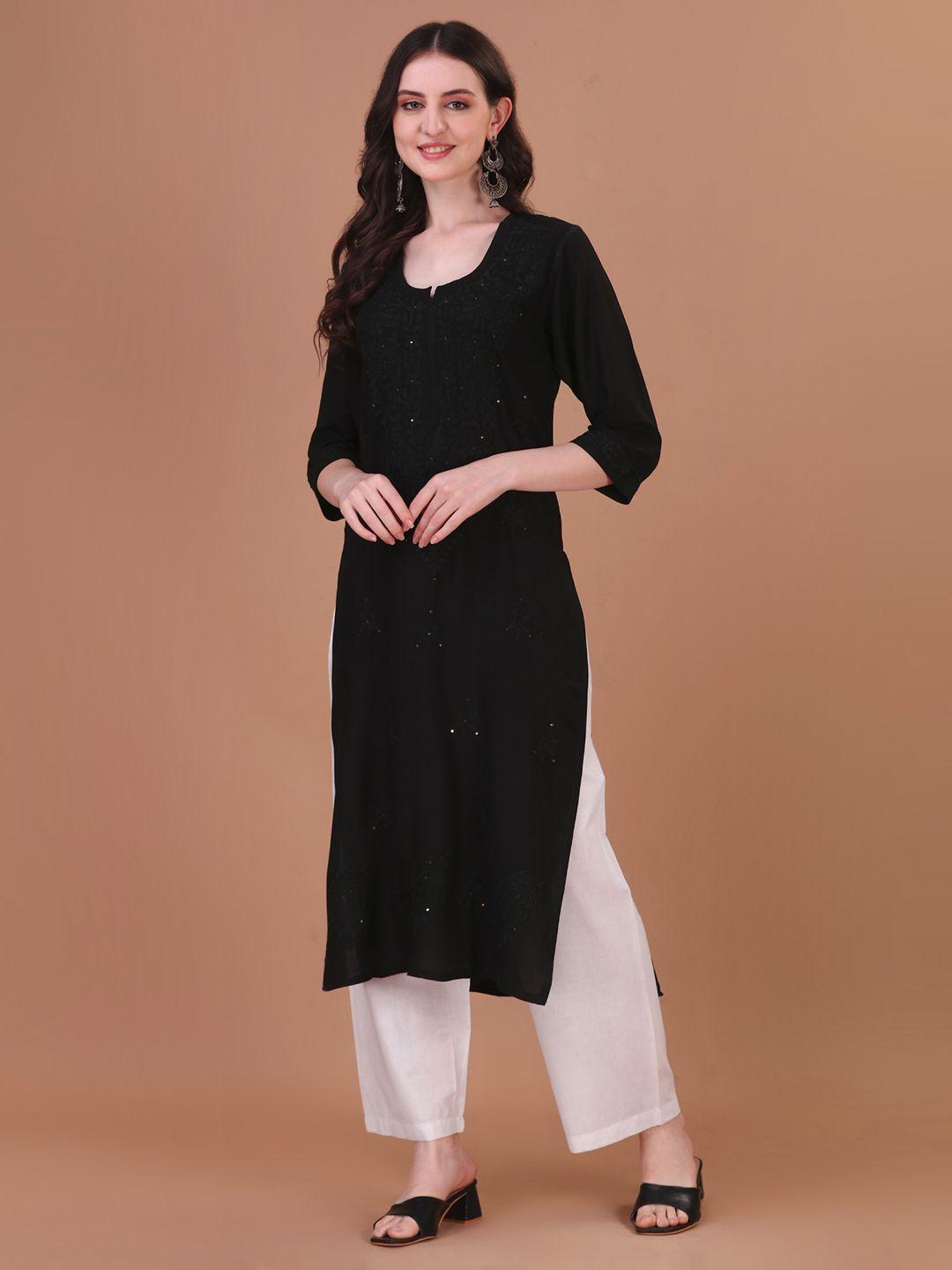 sazrika floral embroidered chikankari kurta