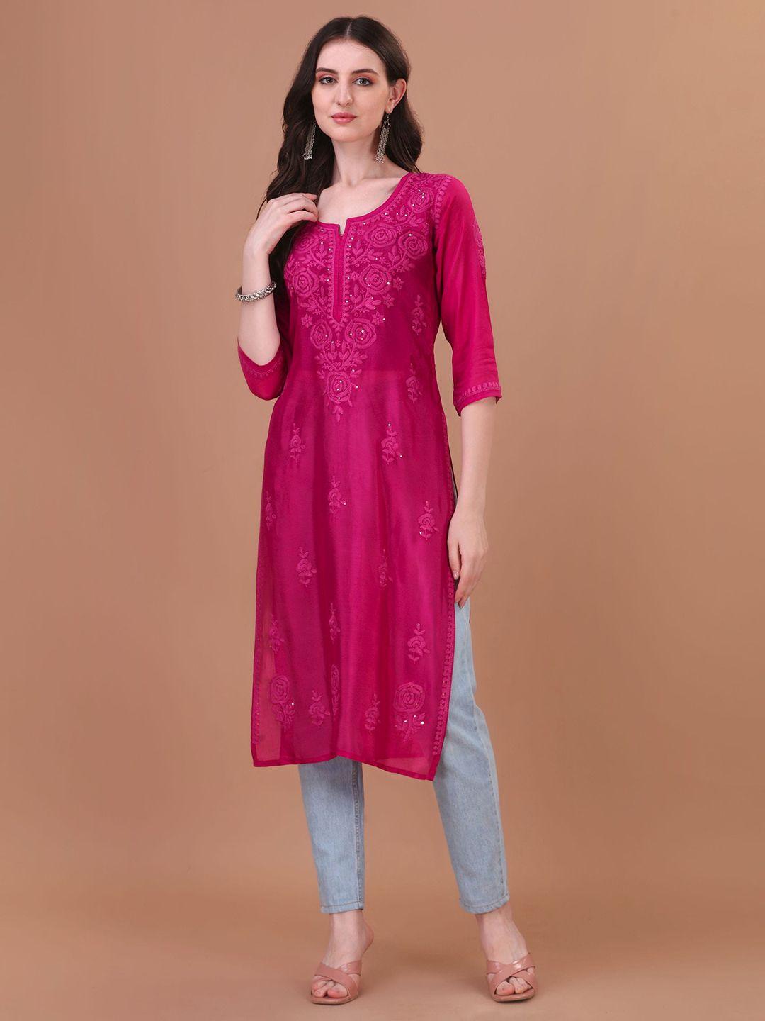 sazrika floral embroidered chikankari kurta