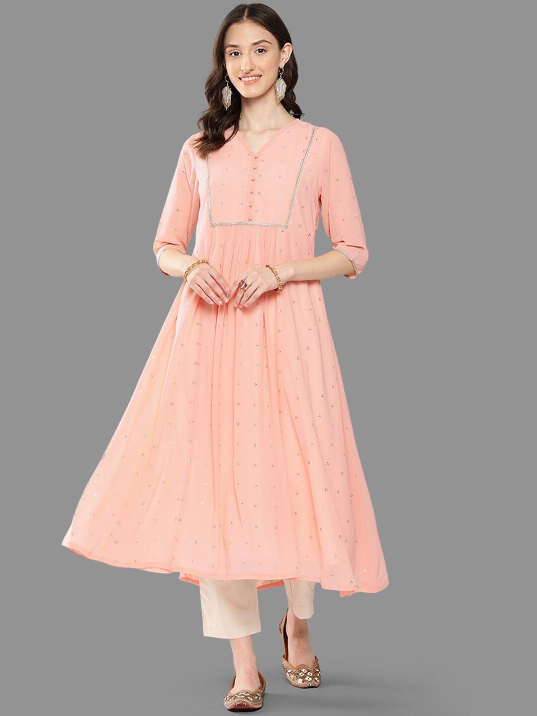 janasya floral printed georgette anarkali kurta