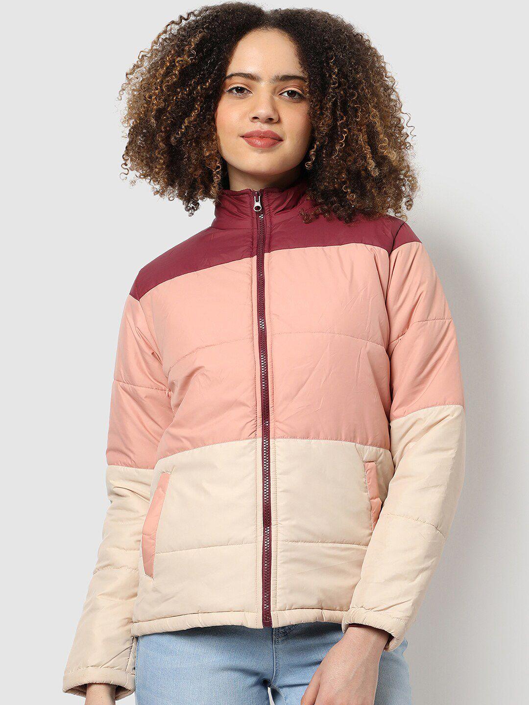 campus sutra colourblocked windcheater puffer jacket