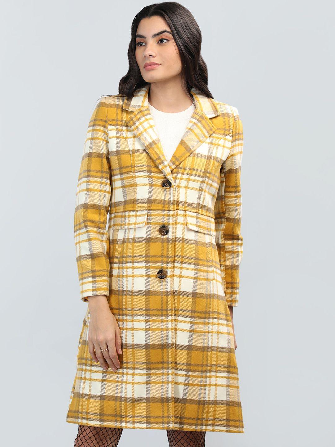 lebork checked woollen single breasted overcoat