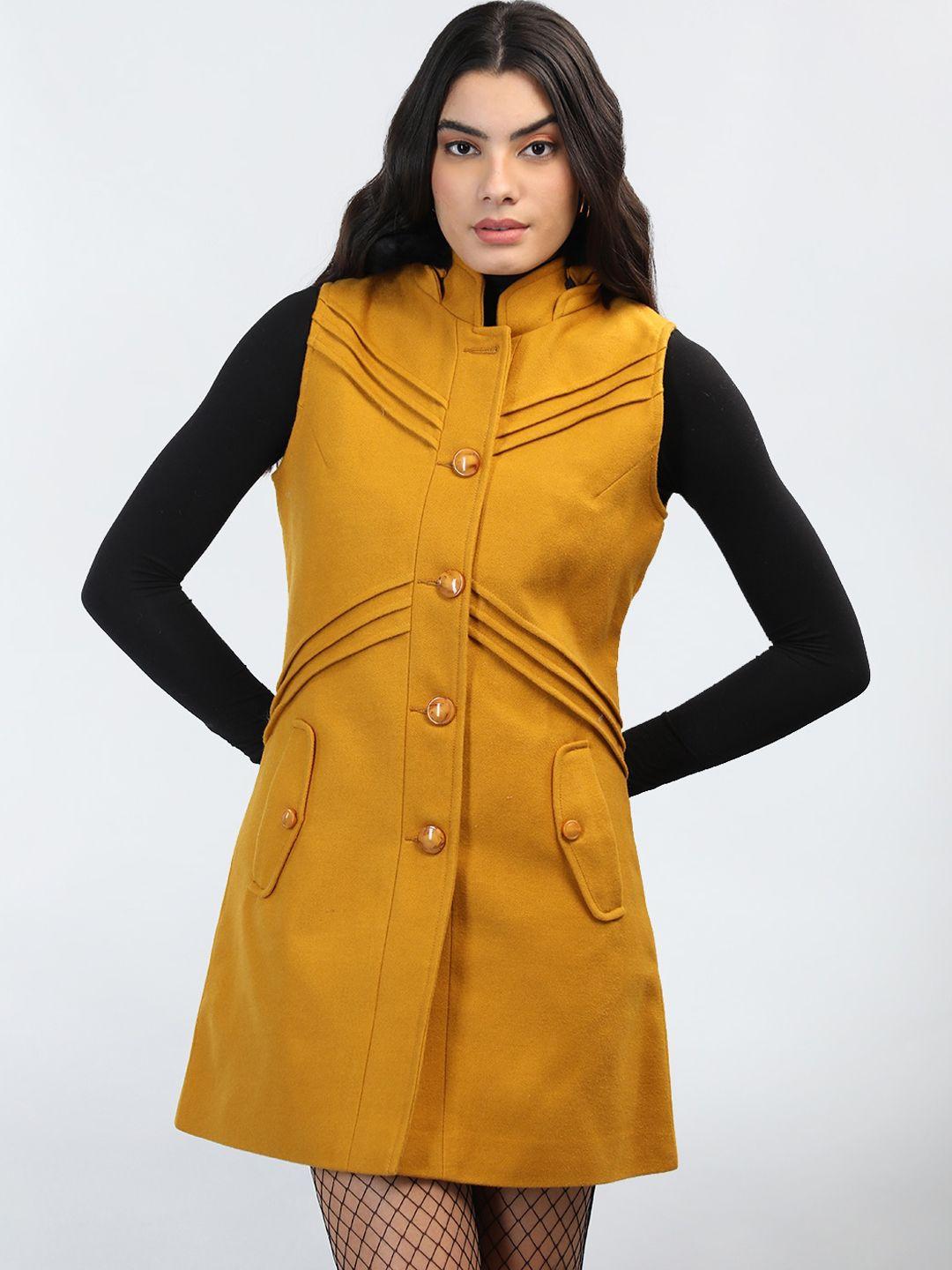 lebork hooded woollen single breasted sleeveless coat