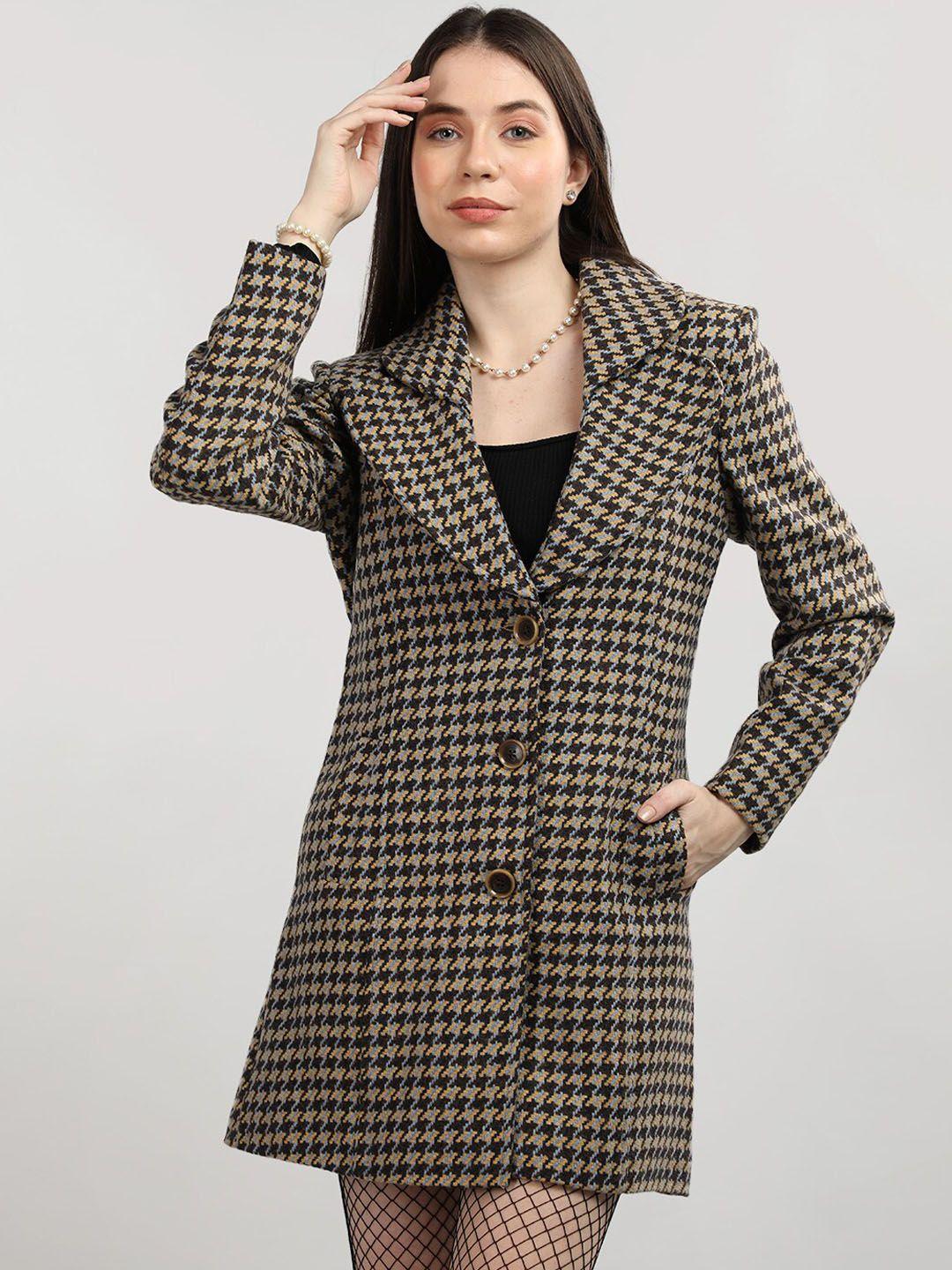 lebork checked woollen single breasted overcoat