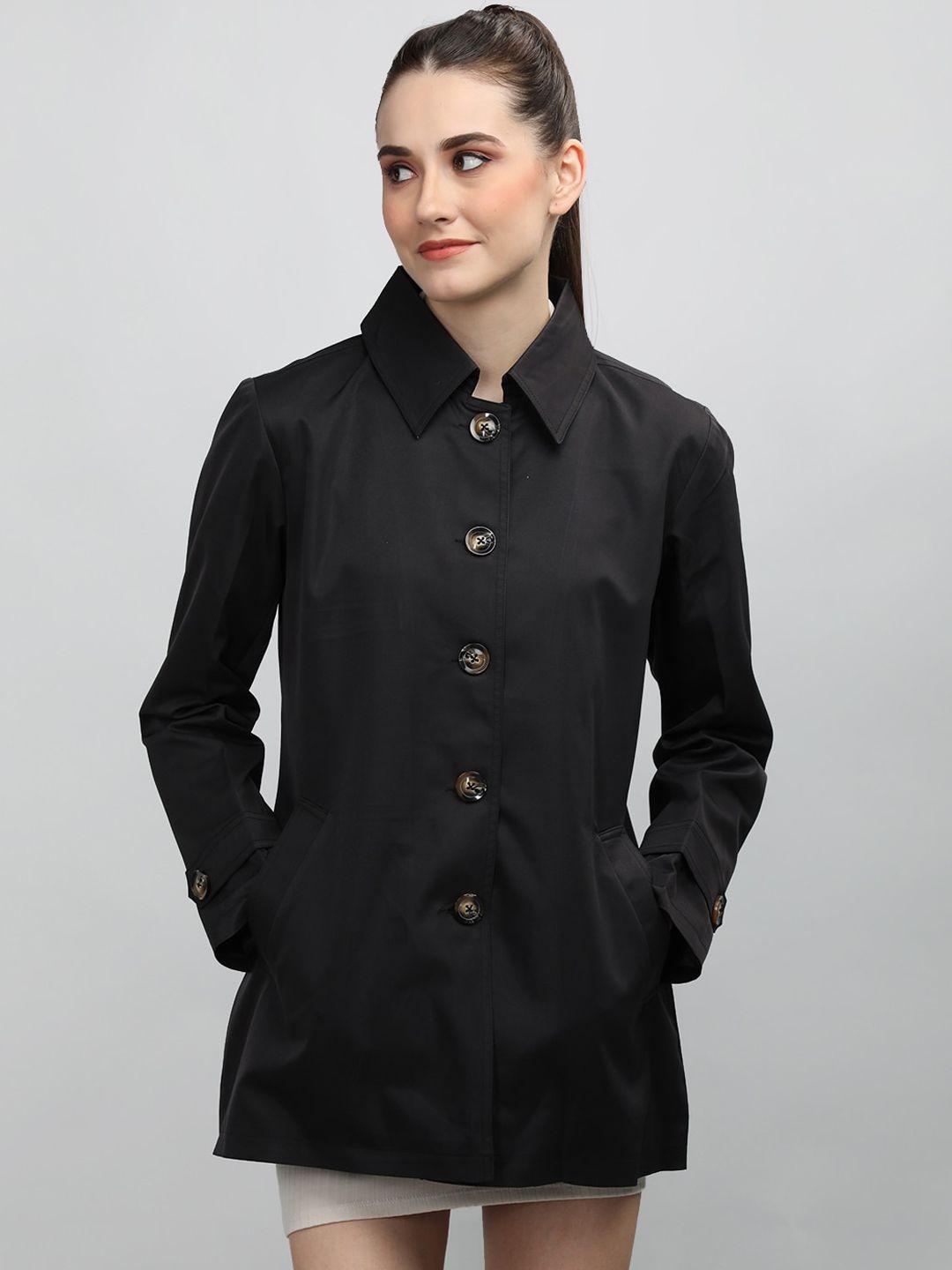 dlanxa spread collar single-breasted trench coat