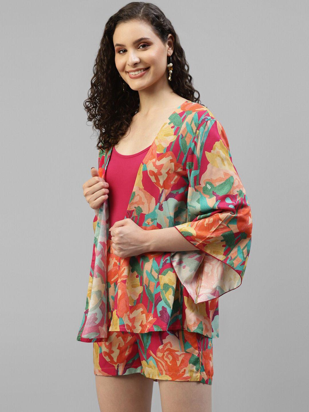 deebaco printed shrug with shorts co-ords