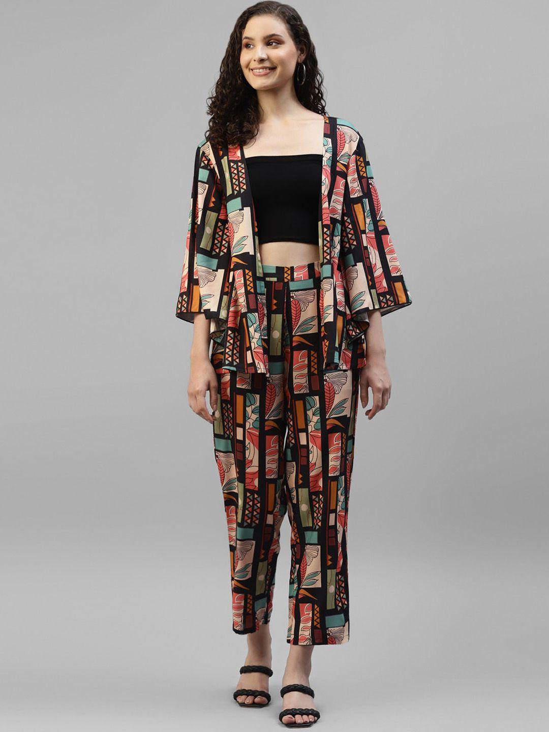 deebaco printed shrug with trousers co-ords