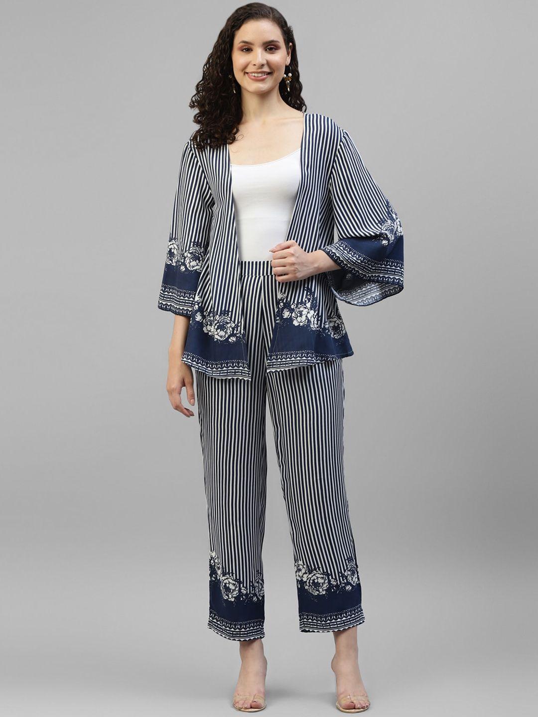 deebaco striped shrug with trousers co-ords