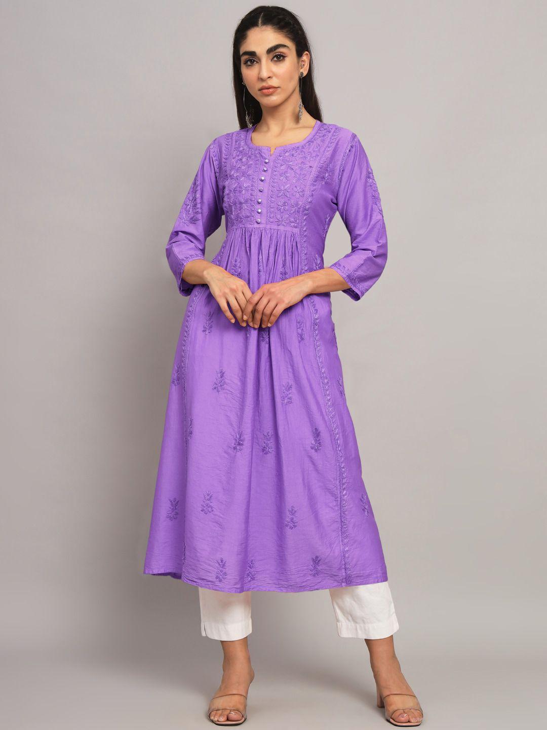 paramount chikan ethnic motifs chikankari embroidered anarkali kurta