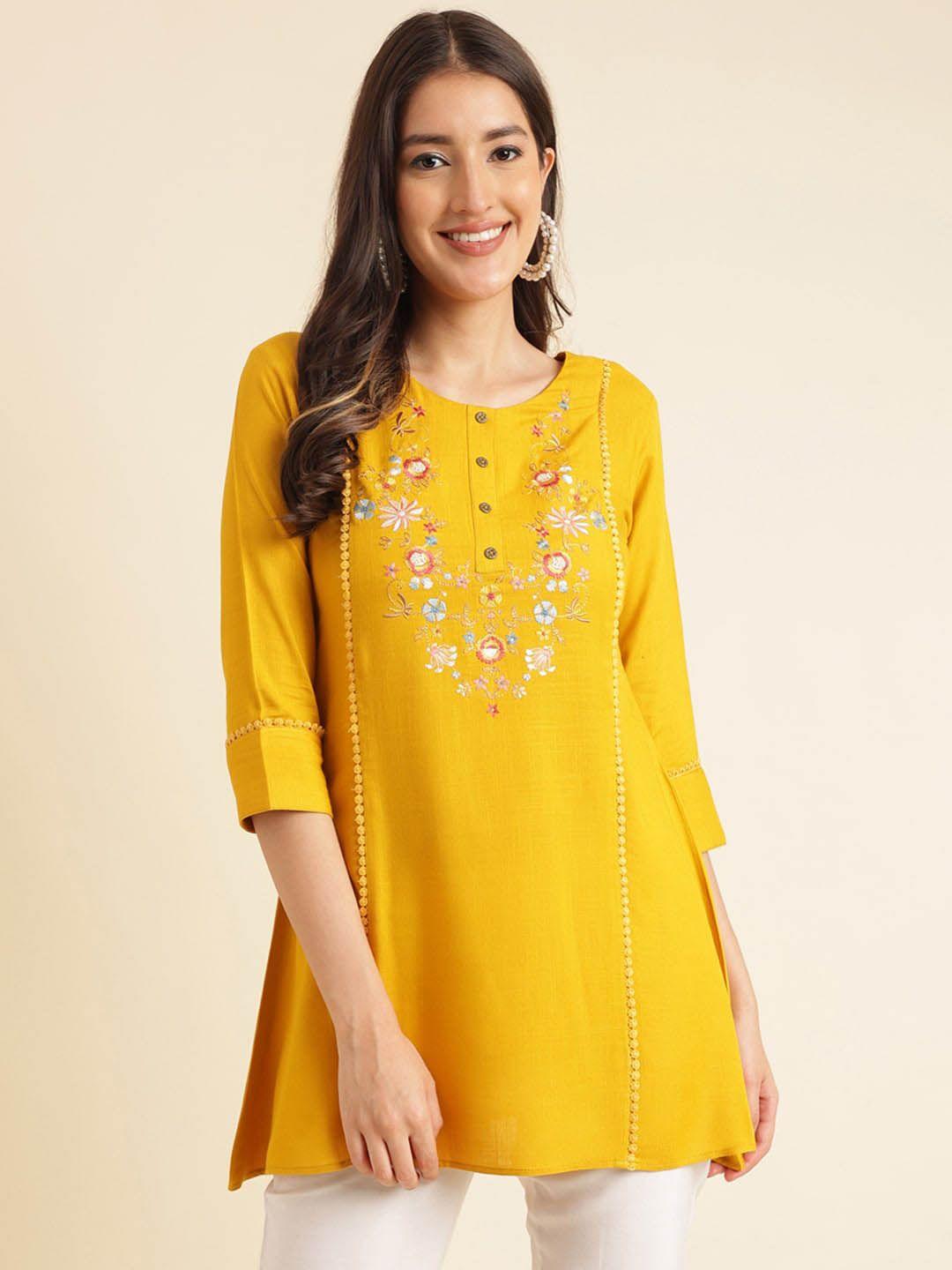 sangria floral embroidered kurti