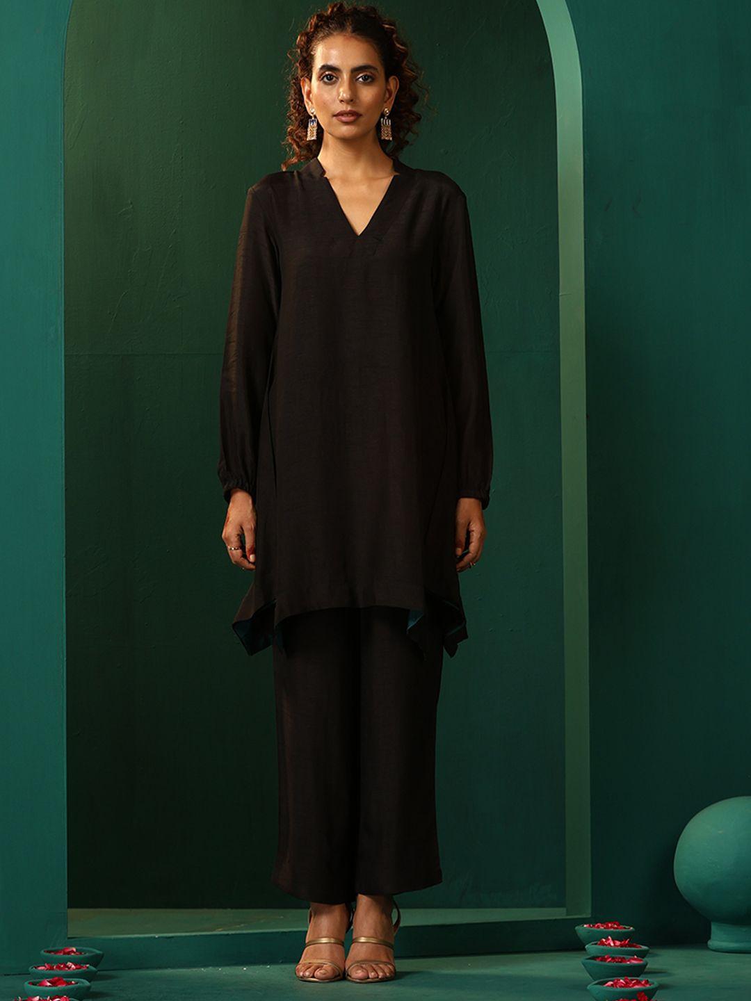 truebrowns v-neck tunic with trousers co-ords