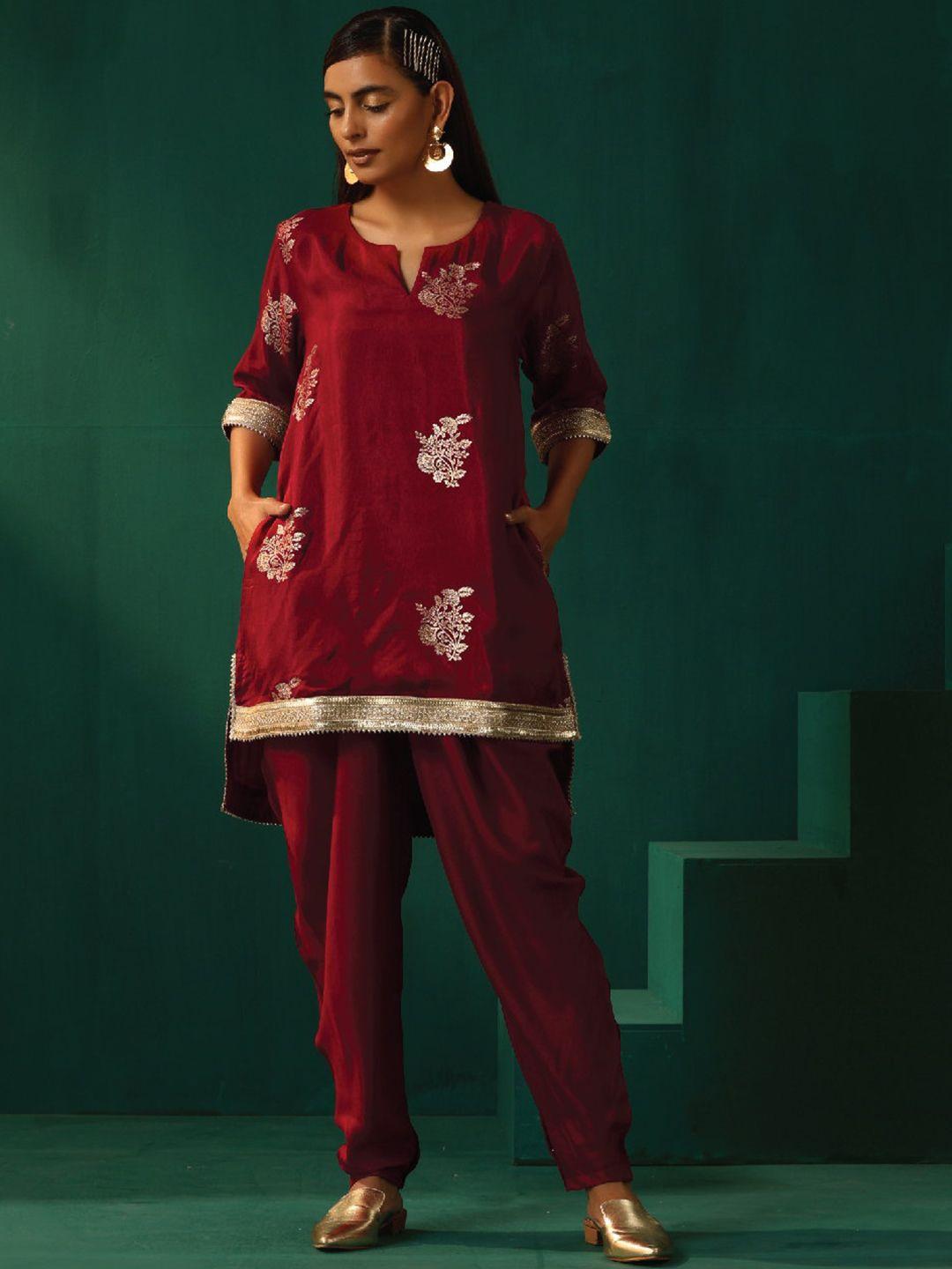 truebrowns woven design kurti with trousers