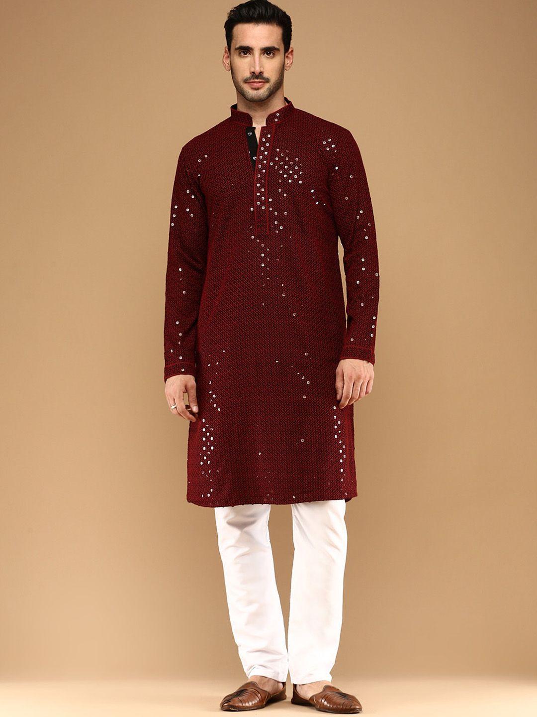 sangria embroidered straight kurta