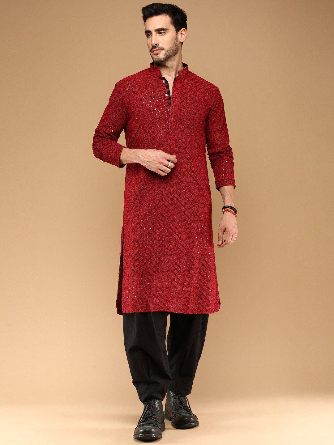 sangria embroidered straight kurta