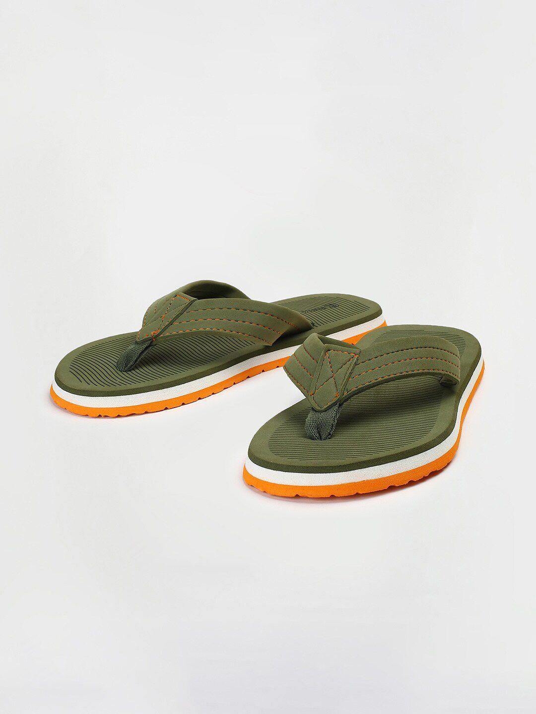 max men olive green & white thong flip-flops