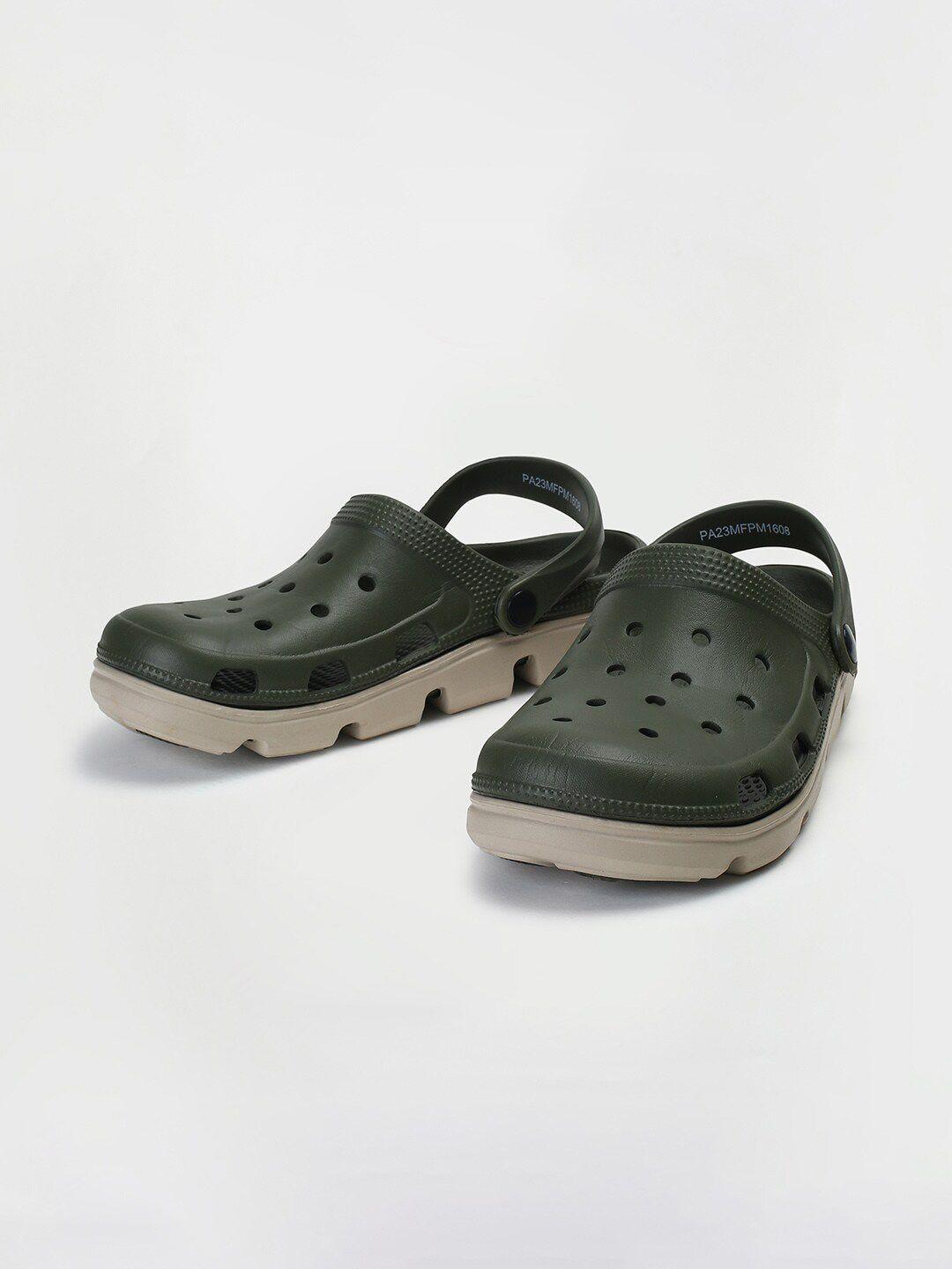 max men olive green clogs