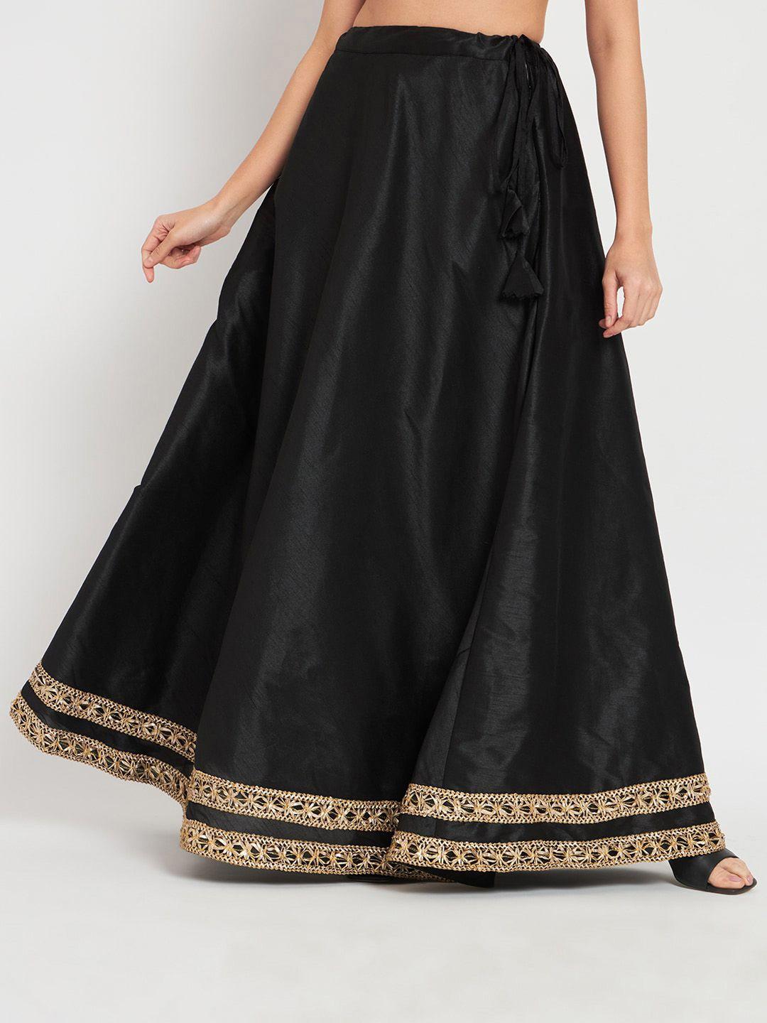 studio rasa maxi length embellished detail flared skirt