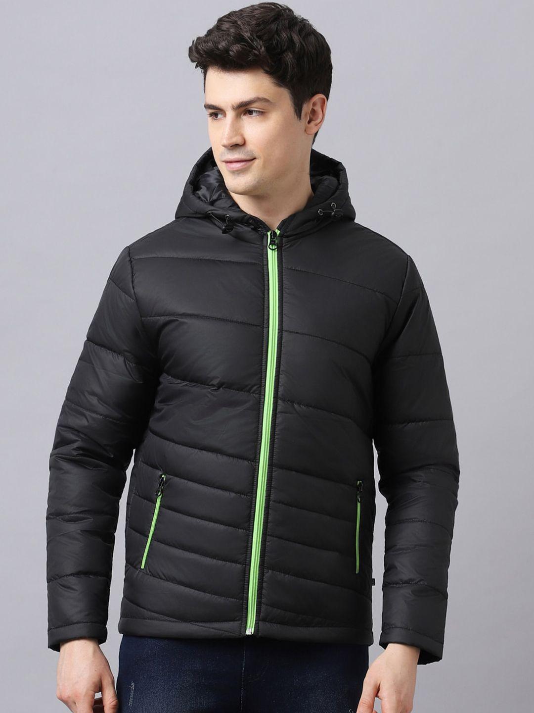 urbano fashion men black water resistant longline padded jacket