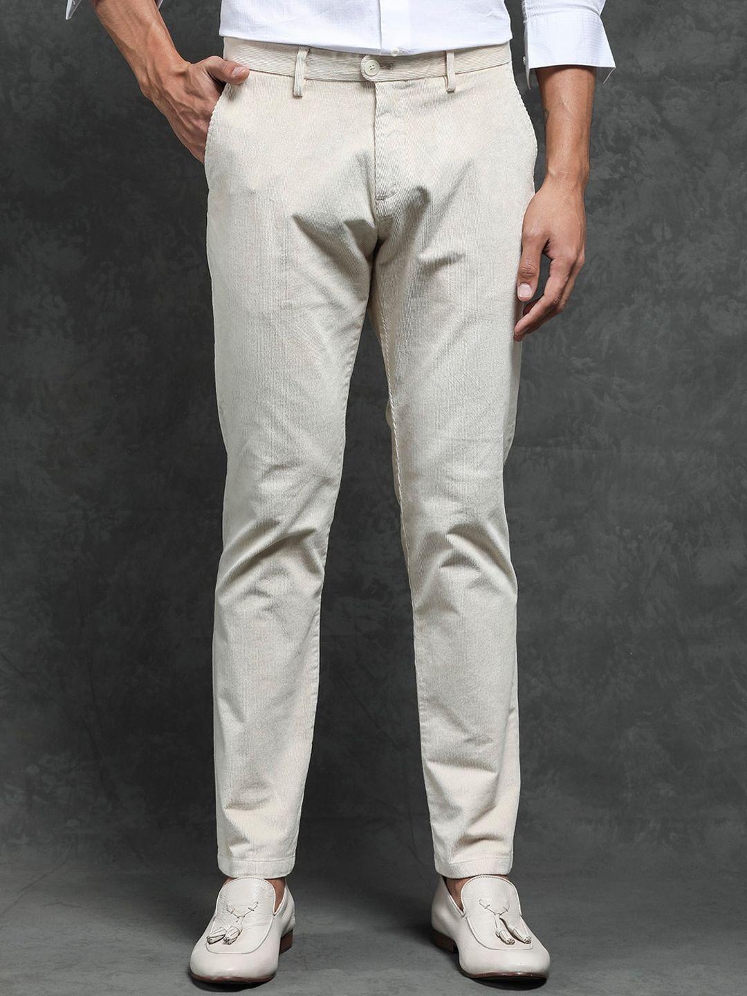 rare rabbit men off white slim fit trousers