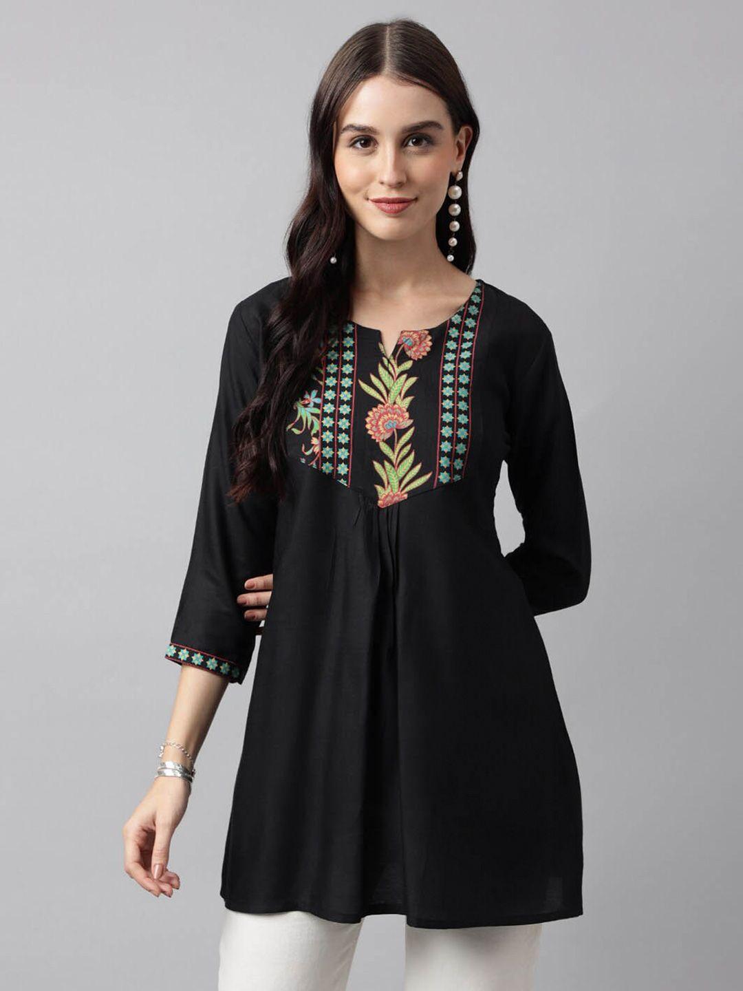 kalini floral embrokidered a-line pleated kurti