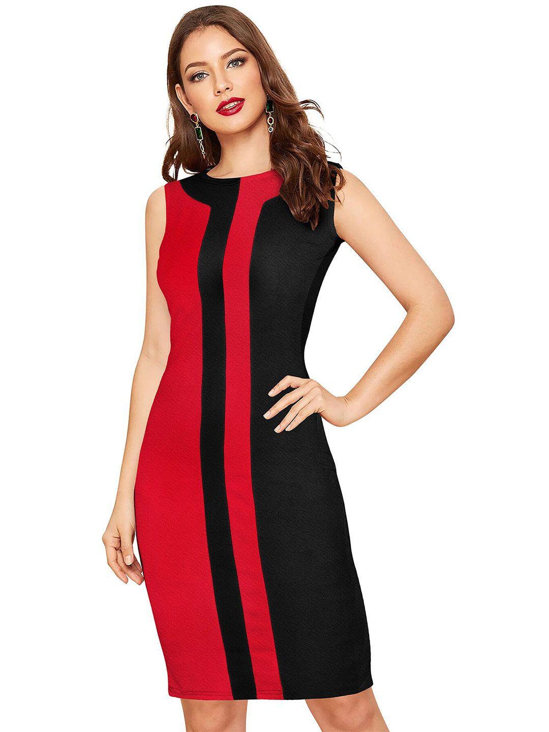 baesd red striped sheath dress