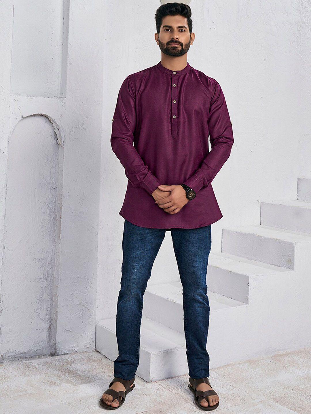 inddus mandarin collar straight short kurta